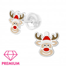  Silver Reindeer Ear Studs with Epoxy