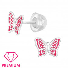 Butterfly Children's Sterling Silver Premium Kid Ear Studs with Epoxy