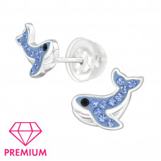 Whale Children's Sterling Silver Premium Kid Ear Studs with Crystal