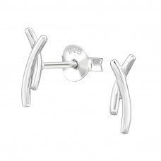 Crossed Lines 10mm Sterling Silver Ear Studs