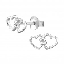 Holding Hearts Sterling Silver Ear Studs