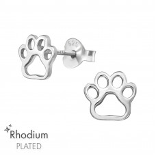 Children's Sterling Silver Paw Print Ear Studs