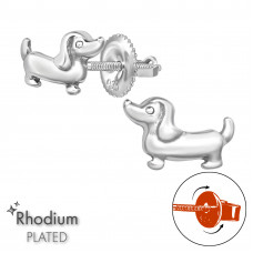 Dog Children's Sterling Silver Screw Back Ear Studs