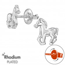 Horse Children's Sterling Silver Screw Back Ear Studs