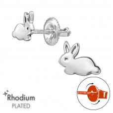Rabbit Children's Sterling Silver Screw Back Ear Studs