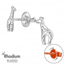 Giraffe Children's Sterling Silver Screw Back Ear Studs