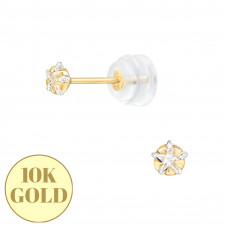 3mm Star Cubic Zirconia 5 Prong 10K Gold Ear Studs