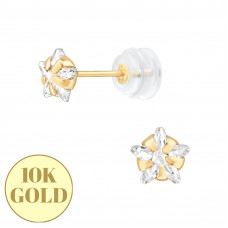5mm Star Cubic Zirconia 5 Prong 10K Gold Ear Studs