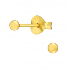 2.5mm Ball Sterling Silver Gold Plated Ear Studs