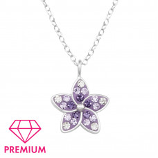 Flower Children's Sterling Silver Necklace with Crystal