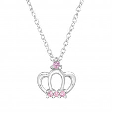 Crown Sterling Silver Necklace with Cubic Zirconia