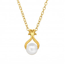 Sterling Silver Necklace with Hanging Imitation Pearl