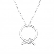 Knot On Circle Sterling Silver Necklace