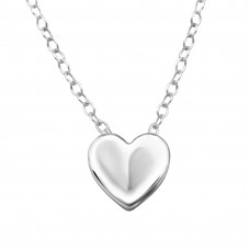 6mm Heart Sterling Silver 45cm Necklace
