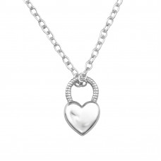 Heart Padlock Sterling Silver 45cm Necklace