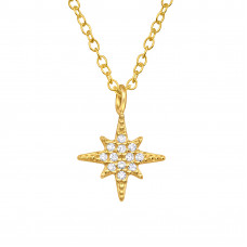 North Star Sterling Silver Gold Plated Necklace