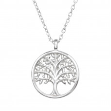 14mm Tree Of Life Sterling Silver 45cm Necklace