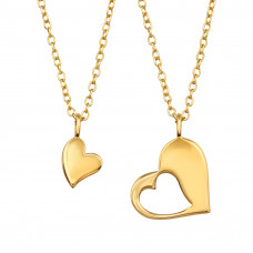 Hearts Set of 45cm and 39cm Sterling Silver Gold Plated Necklace