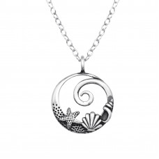 Shell and Starfish Sterling Silver Necklace