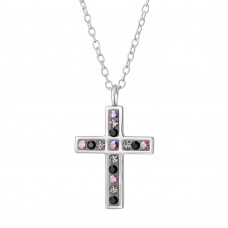 Cross Sterling Silver Necklace with Crystal