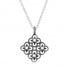 Flower Sterling Silver Necklace with 