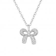 Bow Sterling Silver Necklace with Cubic Zirconia