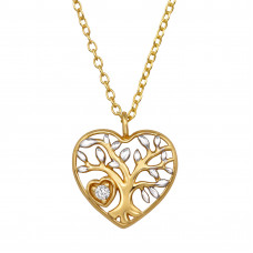 Tree Of Life Sterling Silver Necklace with Cubic Zirconia