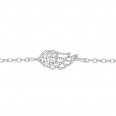 Silver Wing Bracelet with Cubic Zirconia