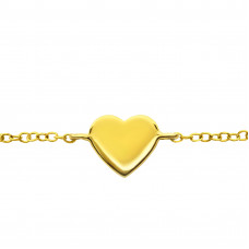 Sterling Silver Gold Plated Heart Bracelet