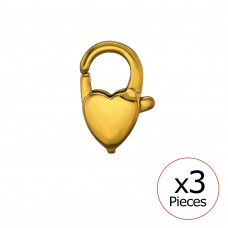 Heart 5x12mm Lobster Clasp Gold Color Stainless Steel (x3)