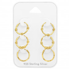 Silver Bali Hoops Set on Card