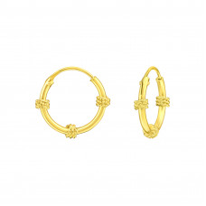 12mm Sterling Silver Gold Plated Bali Hoops