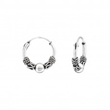 Silver 12mm Bali Hoops