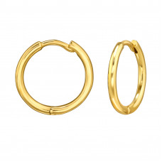 1.5x14mm Sterling Silver Gold Plated Huggie Hoops