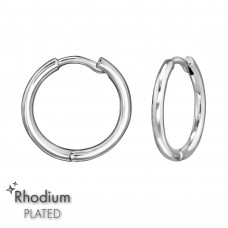 1.5x14mm Sterling Silver Rhodium Plated Huggie Hoops