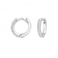 10mm Sterling Silver Huggie Hoops with Cubic Zirconia