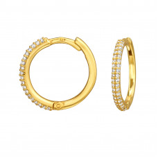 1.6x14mm Sterling Silver Gold Plated Huggie Hoops with Cubic Zirconia