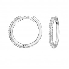 1.6x14mm Sterling Silver Huggie Hoops with Cubic Zirconia