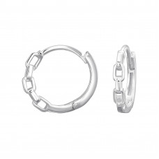 Chain-link Sterling Silver Huggie Hoops