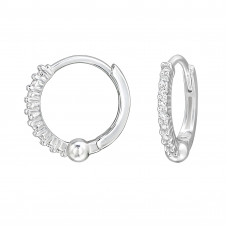 Minimal Sterling Silver Huggie Hoops with Row of Cubic Zirconia