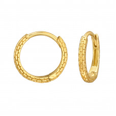 Basketweave Texture Sterling Silver Gold Plated Huggie Hoops