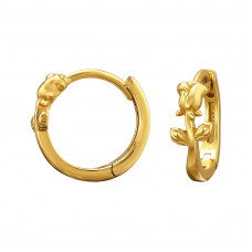Rose Flower Gold Plated Sterling Silver Huggie Hoops
