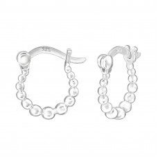 Dots Sterling Silver Ear Hoops with French Lock
