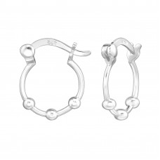 Dots Silver Ear Hoops with French Lock