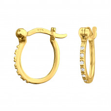 Pave Sterling Silver French Lock Ear Hoops with Cubic Zirconia