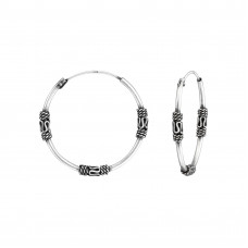 Silver 24mm Bali Hoops