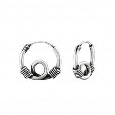 Silver 12mm Bali Hoops