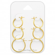 Silver French Lock Ear Hoop Set on Card (12-14-16mm)