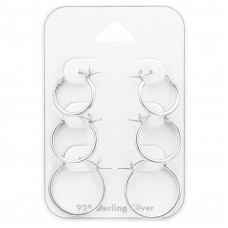 Silver French Lock Ear Hoop Set on Card (12-14-16mm)