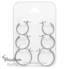 Silver French Lock Ear Hoop Set on Card (12-14-16mm)